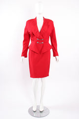 Vintage Thierry Mugler Quilted Peplum Jacket & Skirt Set on Mannequin front at Recess Los Angeles