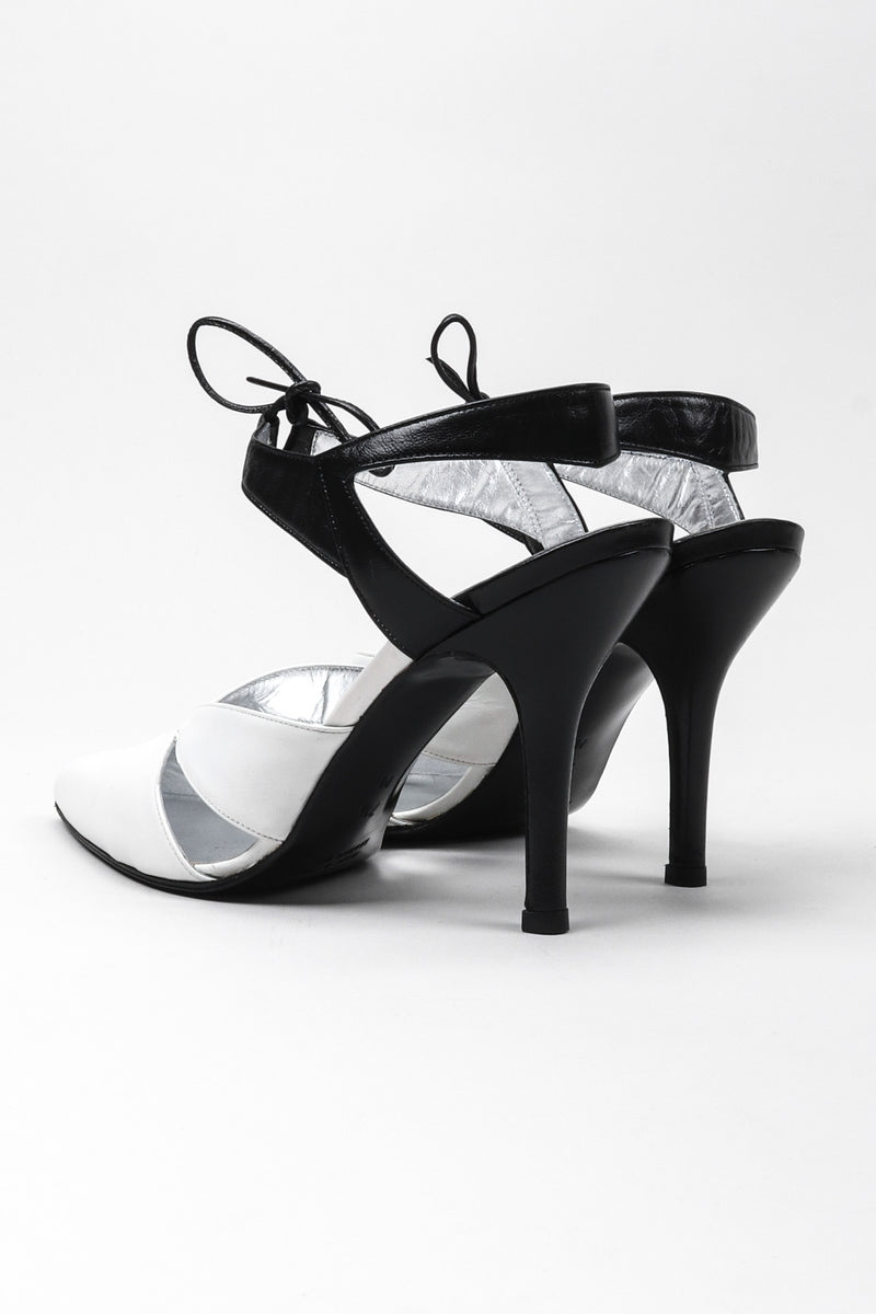 Recess Los Angeles Vintage Thierry Mugler Graphic B&W Black And White Ankle Strap Heels