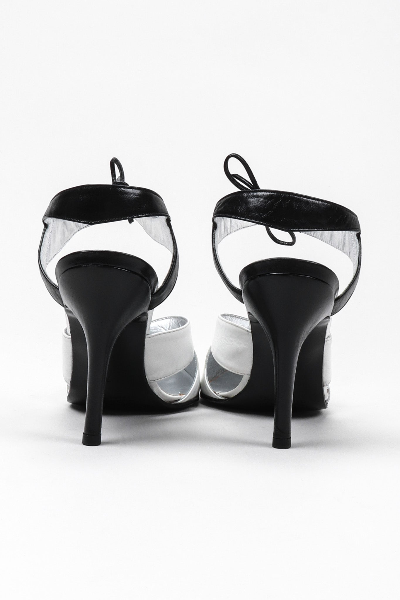 Recess Los Angeles Vintage Thierry Mugler Graphic B&W Black And White Ankle Strap Heels