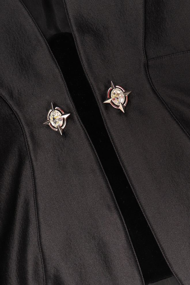 Recess Los Angeles Vintage Thierry Mugler Contoured Silk Peplum Jacket & Skirt Suit Set