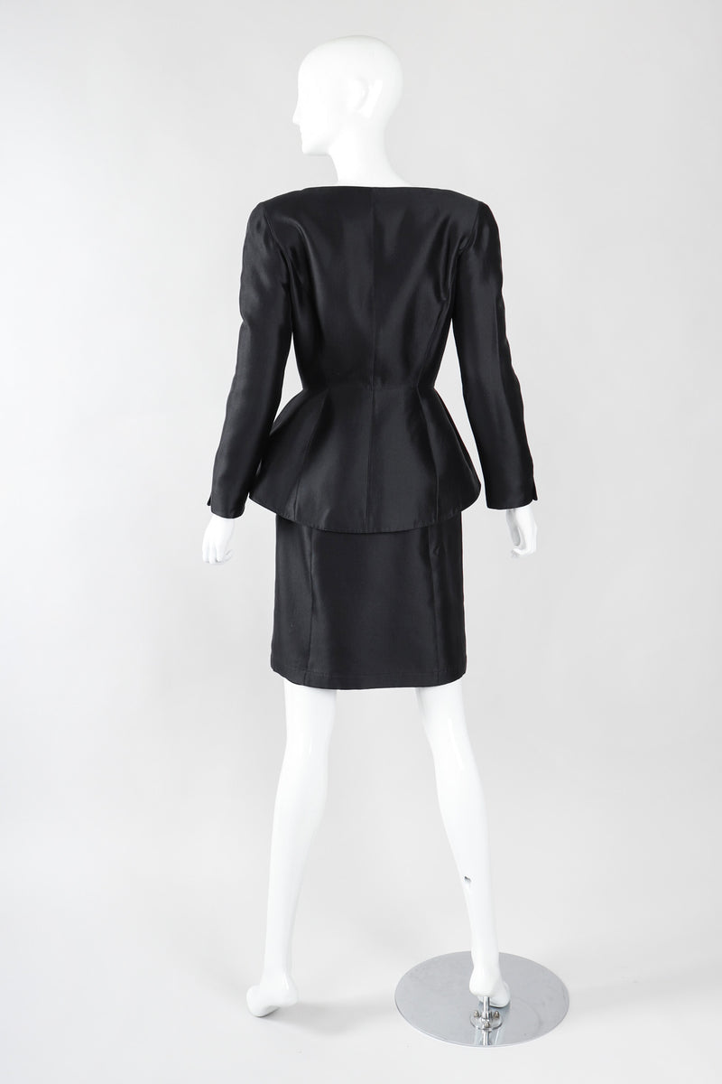 Recess Los Angeles Vintage Thierry Mugler Contoured Silk Peplum Jacket & Skirt Suit Set