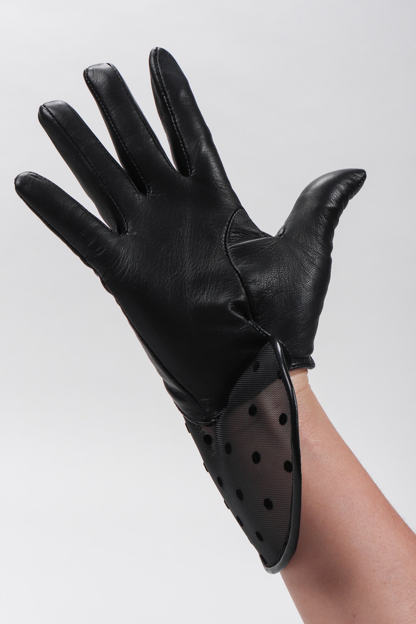 Mesh Dot Leather Gloves