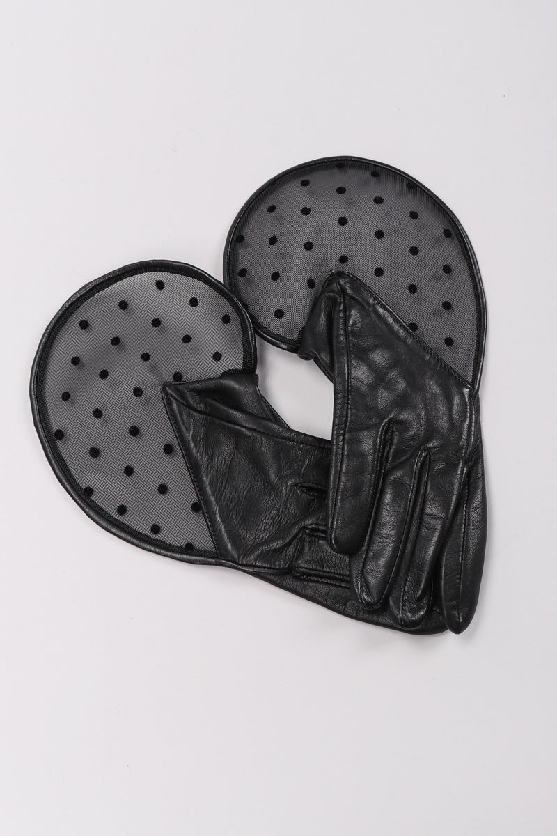 Recess Los Angeles Vintage Thomasine Short Leather Dot Mesh Cuff Gloves