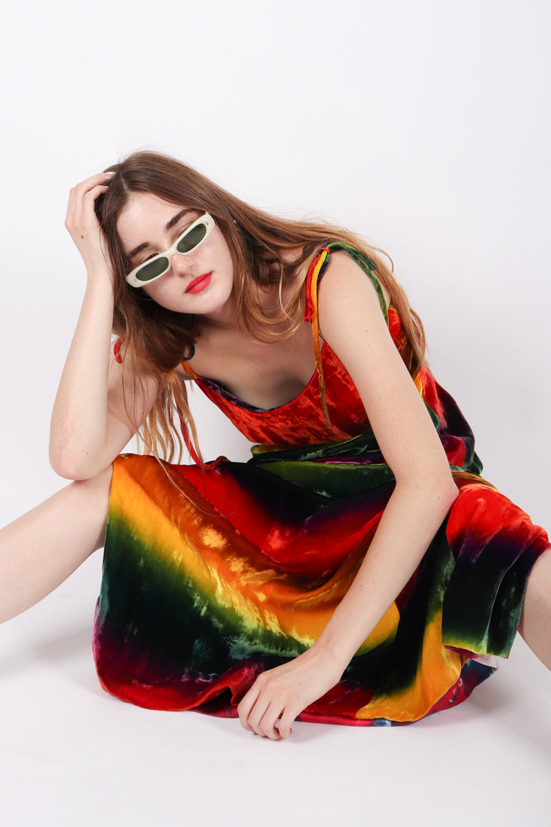 Vintage Todd Oldham Velvet Rainbow Snow Cone Slip Dress – Recess