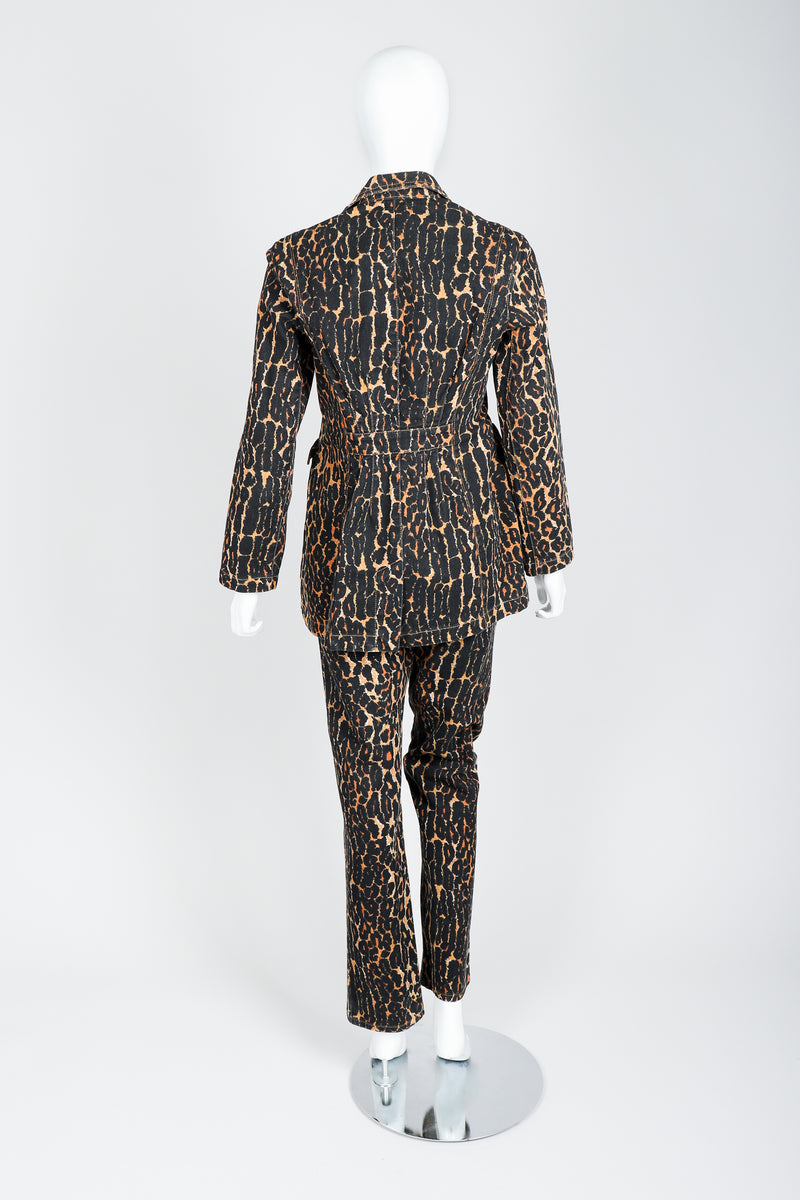Recess Vintage Todd Oldham Leopard Print Denim Jacket & Pant Set On Mannequin, back
