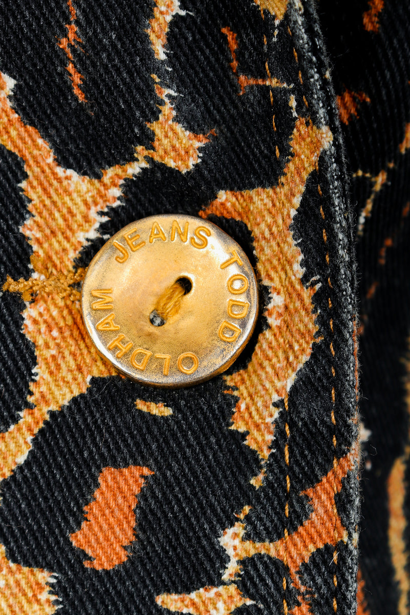 Recess Vintage Todd Oldham Leopard Print Denim Jacket & Pant Suit Button Detail