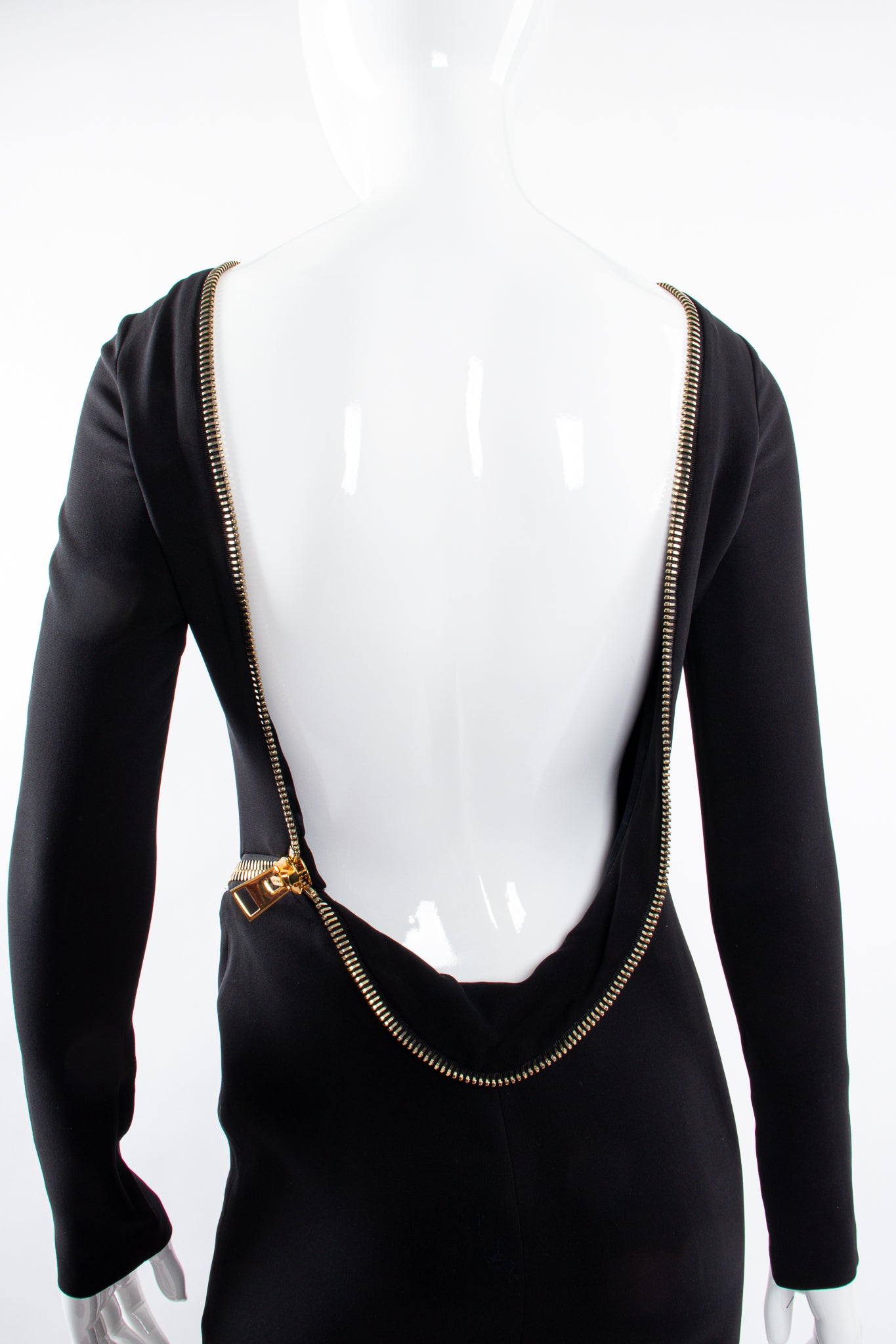 Vintage Tom Ford AW 2012 Plunge Back Zipper Gown on Mannequin back crop at Recess Los Angeles