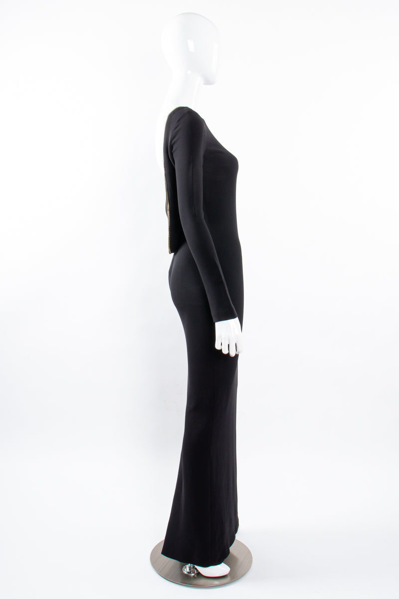 Vintage Tom Ford AW 2012 Plunge Back Zipper Gown on Mannequin side at Recess Los Angeles