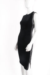 Vintage Tom Ford Velvet Zipper Cocktail Sheath Dress on Mannequin angle at Recess Los Angeles