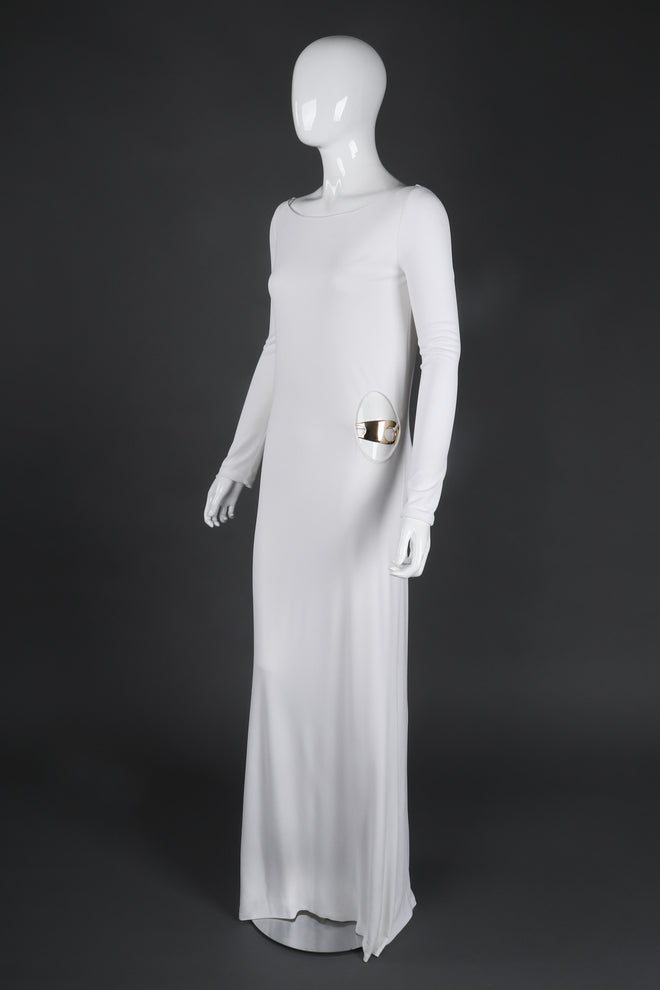 Recess Los Angeles Vintage Gucci Tom Ford 1996 Cutout White Era Jersey Belt Gown