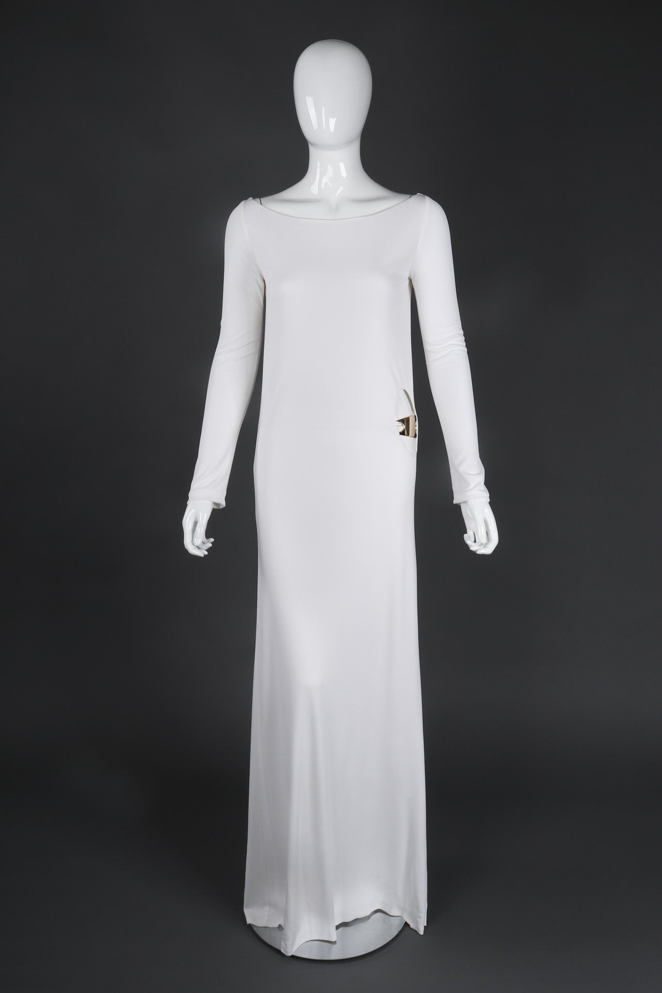 Recess Los Angeles Vintage Gucci Tom Ford 1996 Cutout White Era Jersey Belt Gown