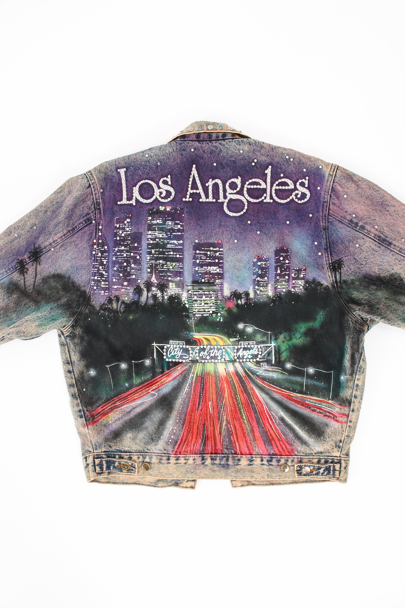 Vintage Tony Alamo Los Angeles City of Angles Denim Jacket flat back at Recess LA