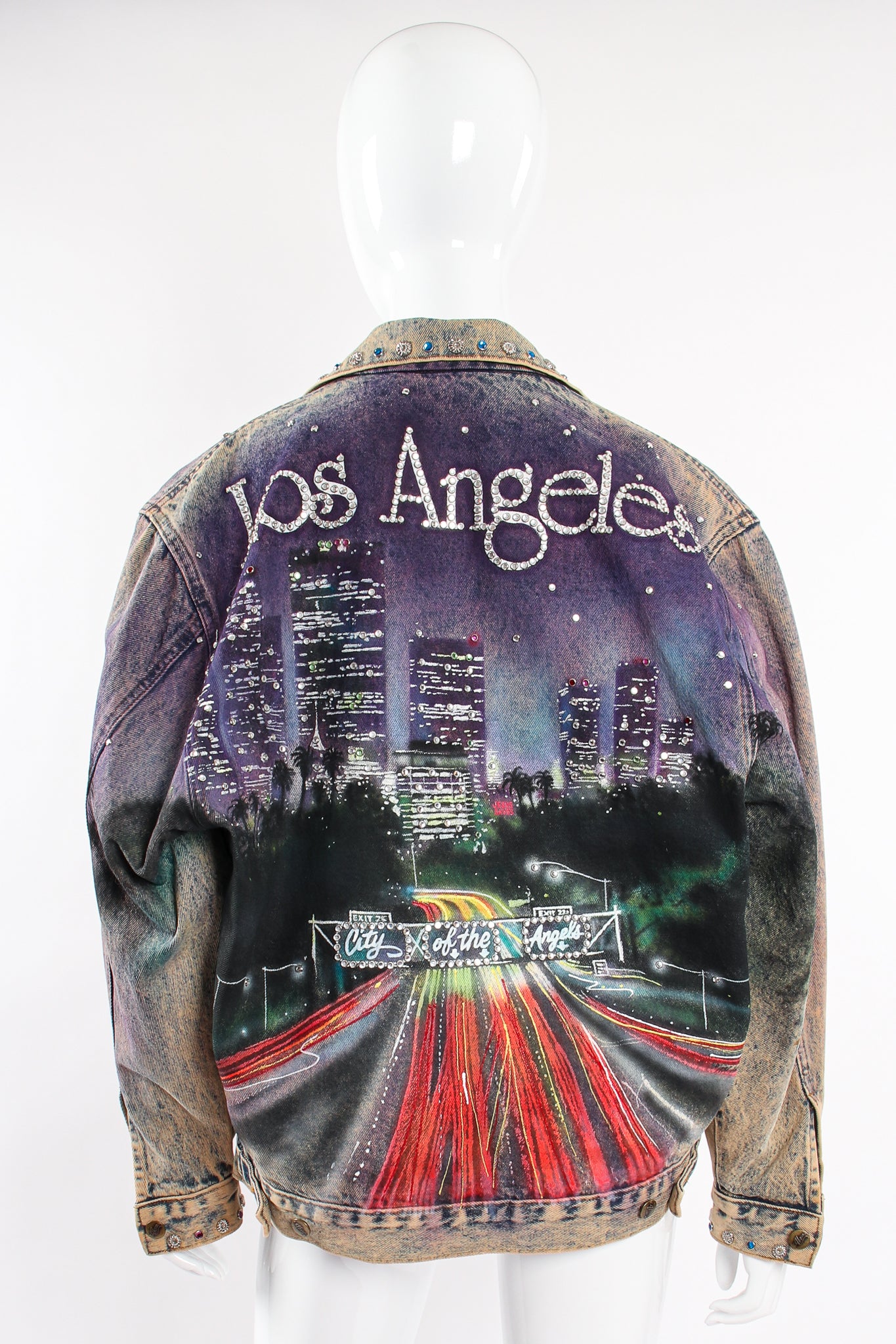 Vintage Tony Alamo Los Angeles City of Angles Denim Jacket on Mannequin back at Recess LA