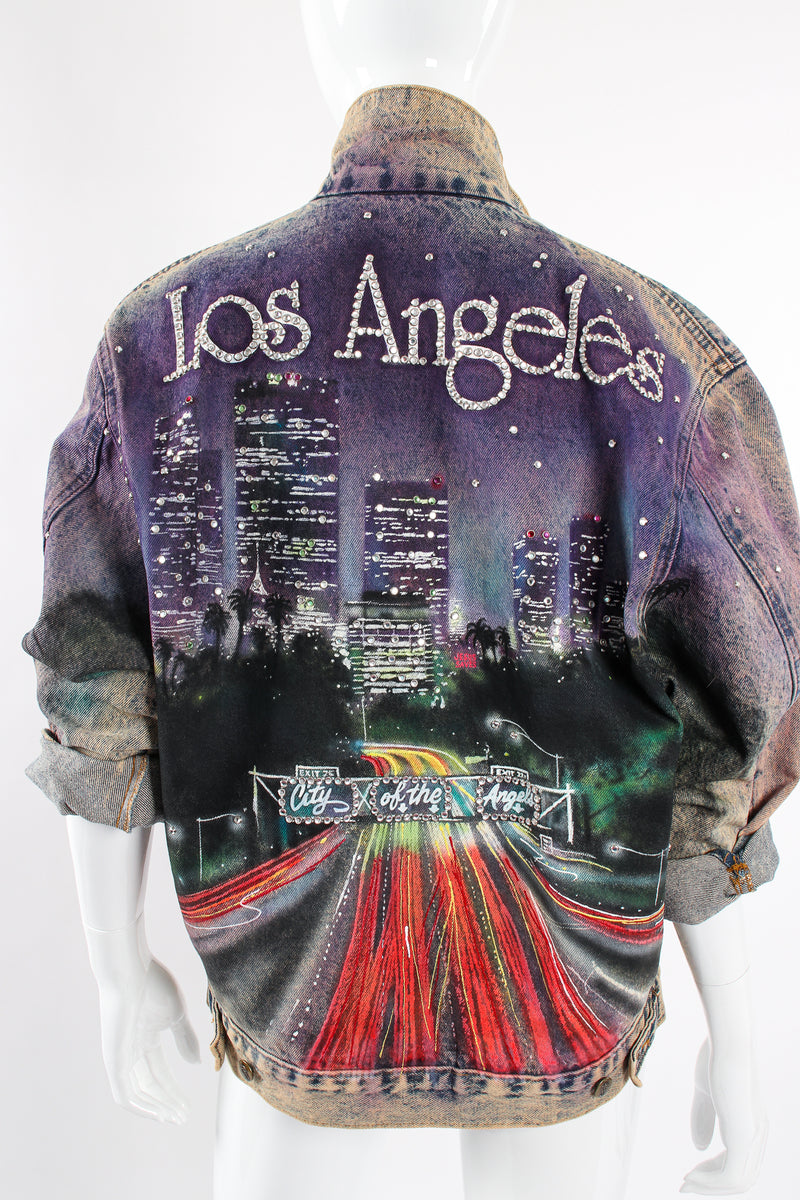Vintage Tony Alamo Los Angeles City of Angles Denim Jacket on Mannequin back crop at Recess LA
