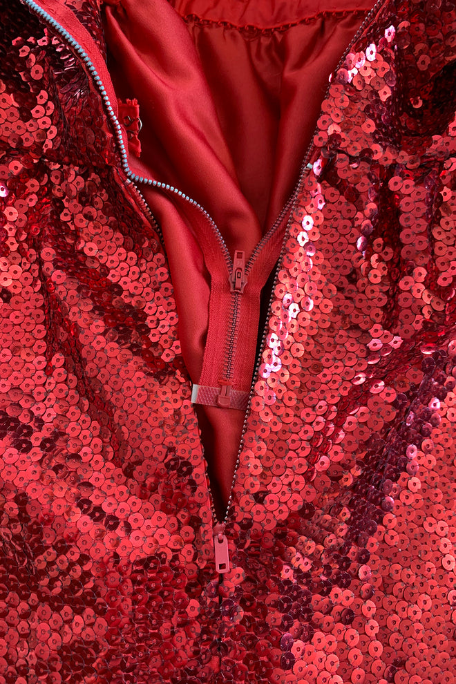 Vintage Touch of Paris by Carmen Zweig Sequin Balloon Sleeve Dress zipper detail at Recess