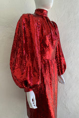 Vintage Touch of Paris by Carmen Zweig Sequin Balloon Sleeve Dress On Mannequin angle at Recess