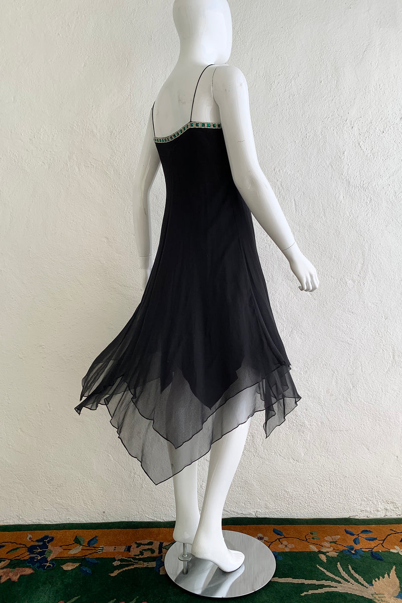 Vintage Tracy Mills Layered Chiffon Bias Dress on Mannequin angle back At Recess Los Angeles