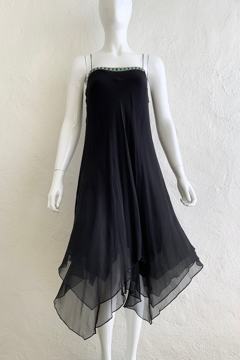 Vintage Tracy Mills Layered Chiffon Bias Dress on Mannequin Front At Recess Los Angeles