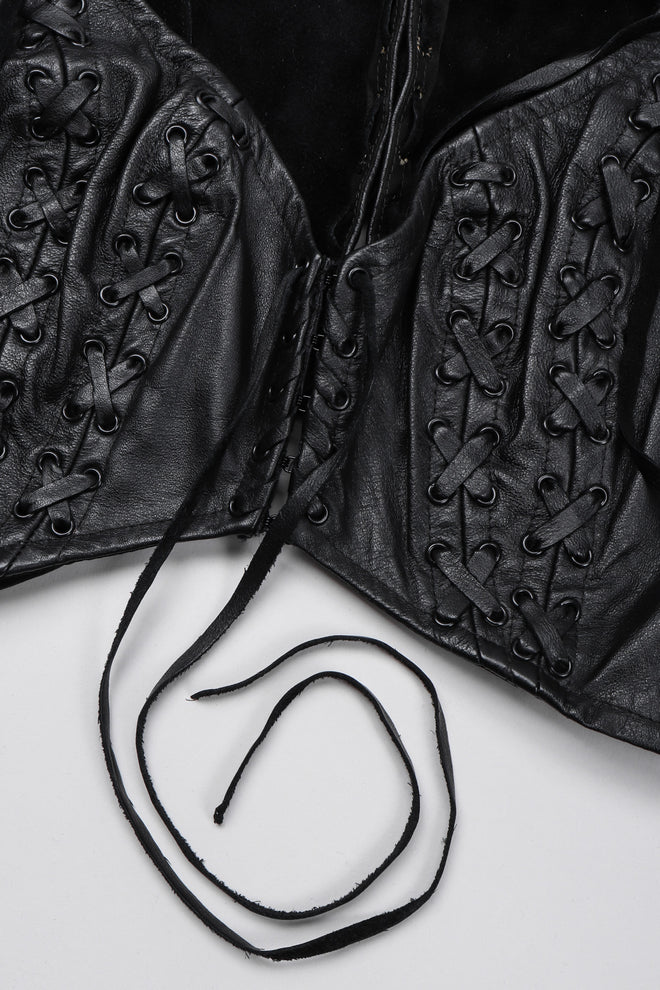 Recess Los Angeles Vintage Trashy Lingerie Cropped Leather Bralette Vest