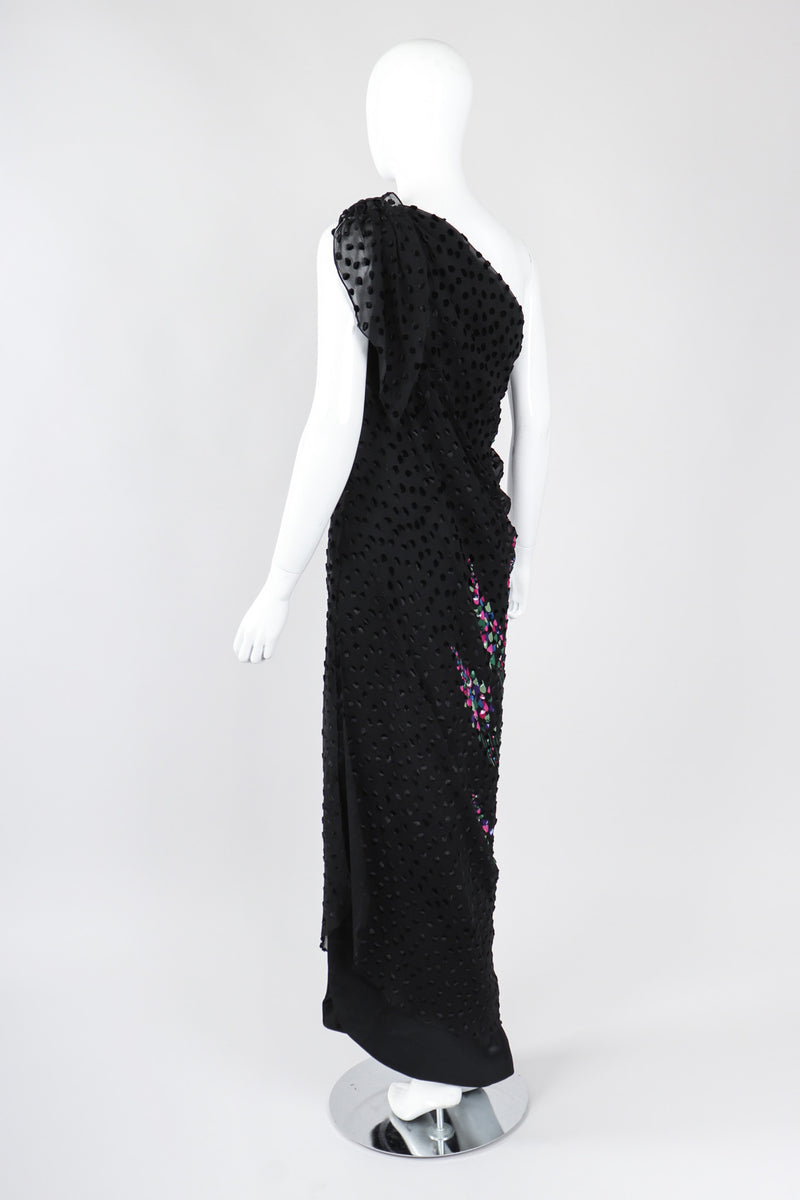 Recess Los Angeles Vintage Travilla One-Shoulder Velvet Burnout Dress