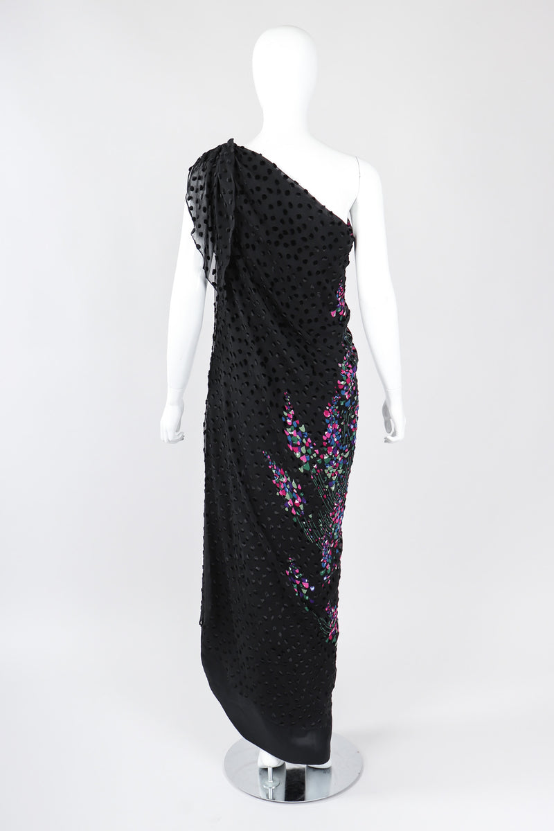 Recess Los Angeles Vintage Travilla One-Shoulder Velvet Burnout Dress