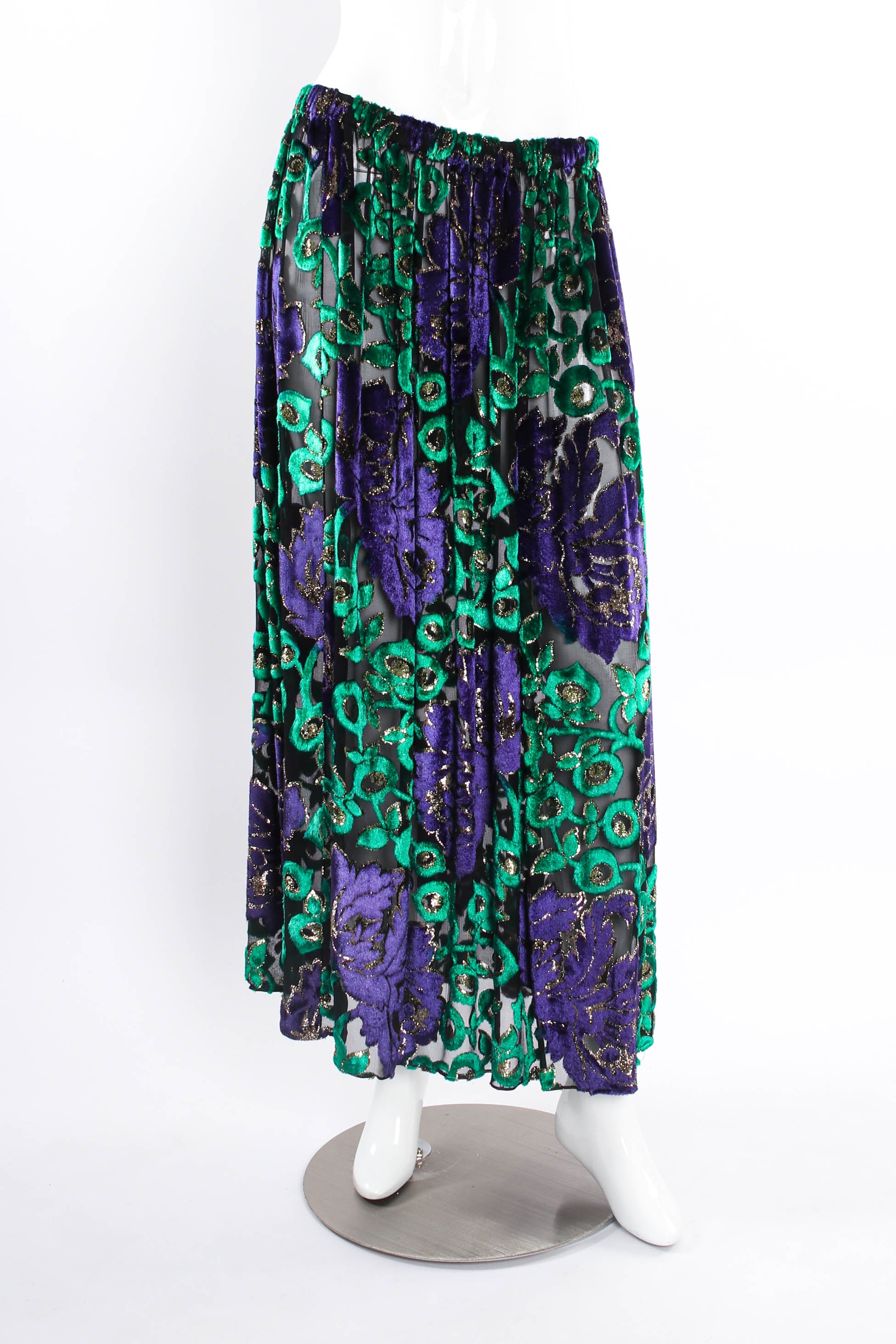 Vintage Travilla Sheer Floral Set mannequin skirt front @ Recess LA