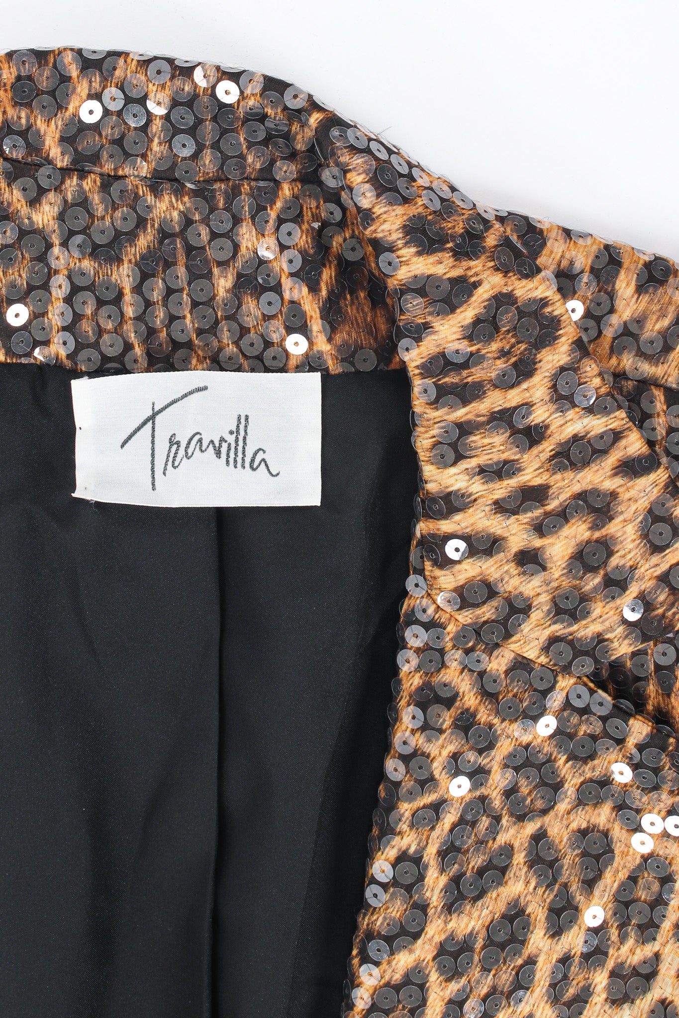 Vintage Travilla Sequin Leopard Print Blazer lining tag @ Recess Los Angeles