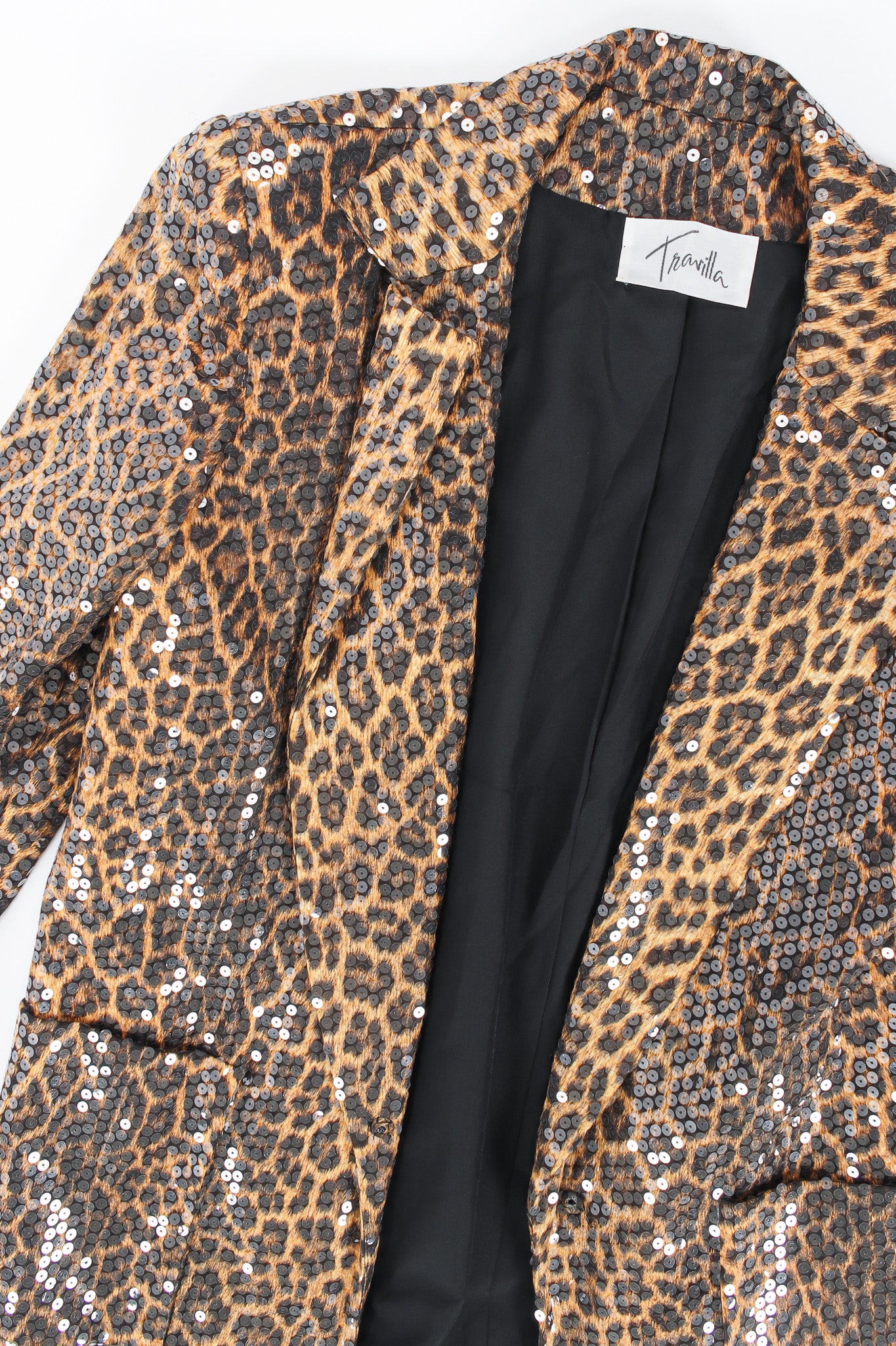 Vintage Travilla Sequin Leopard Print Blazer flat lay @ Recess Los Angeles