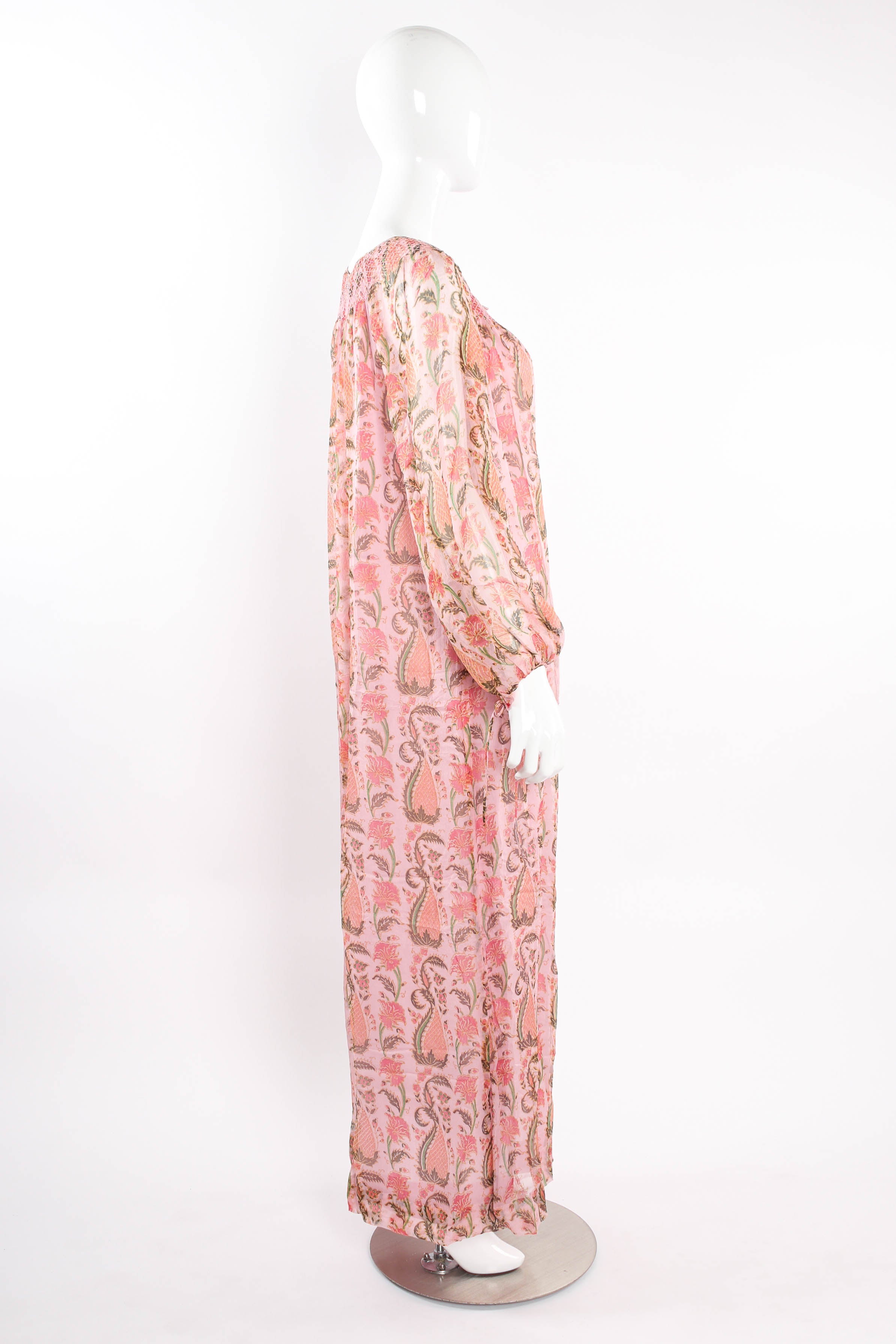 Vintage Treacy Lowe Sheer Botanical Peasant Dress mannequin side @ Recess LA