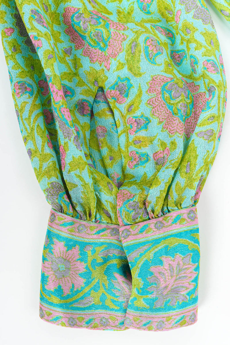 Vintage Treacy Lower Leaf Foliage Print Dress sleeve cuff buttoned @ Recess Los Angeles