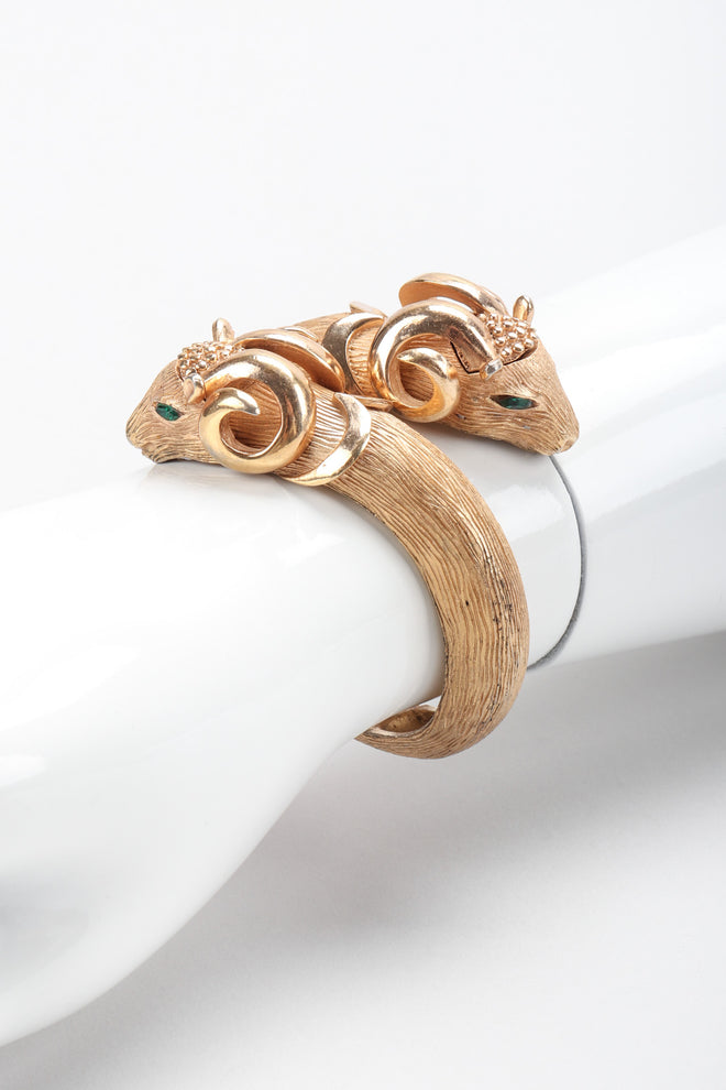 Recess Los Angeles Vintage Trifari Aries Ram Head Cuff Bracelet