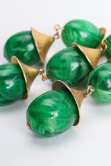 Vintage Trifari Faux Malachite Pagoda Bell Pendant Necklace bead detail at Recess Los Angeles