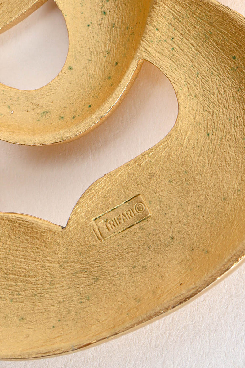Vintage Trifari Tender Clover Pendant Necklace engraved logo/light green colors@ Recess LA