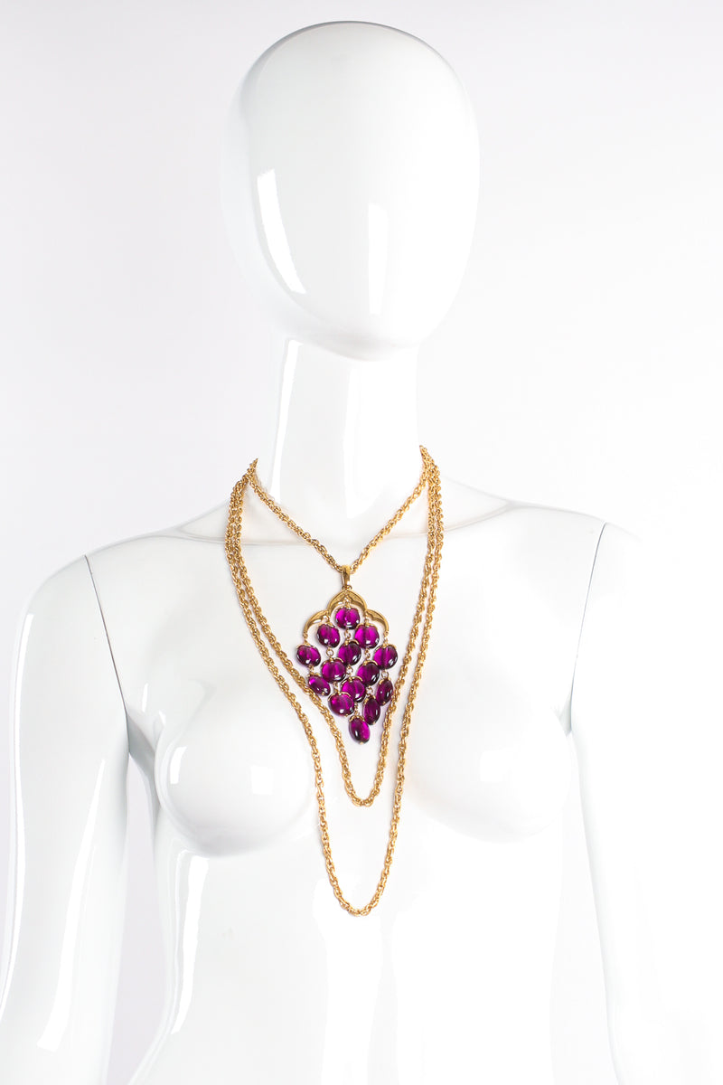 Vintage Trifari Layered Grape Glass Necklace on mannequin at Recess Los Angeles