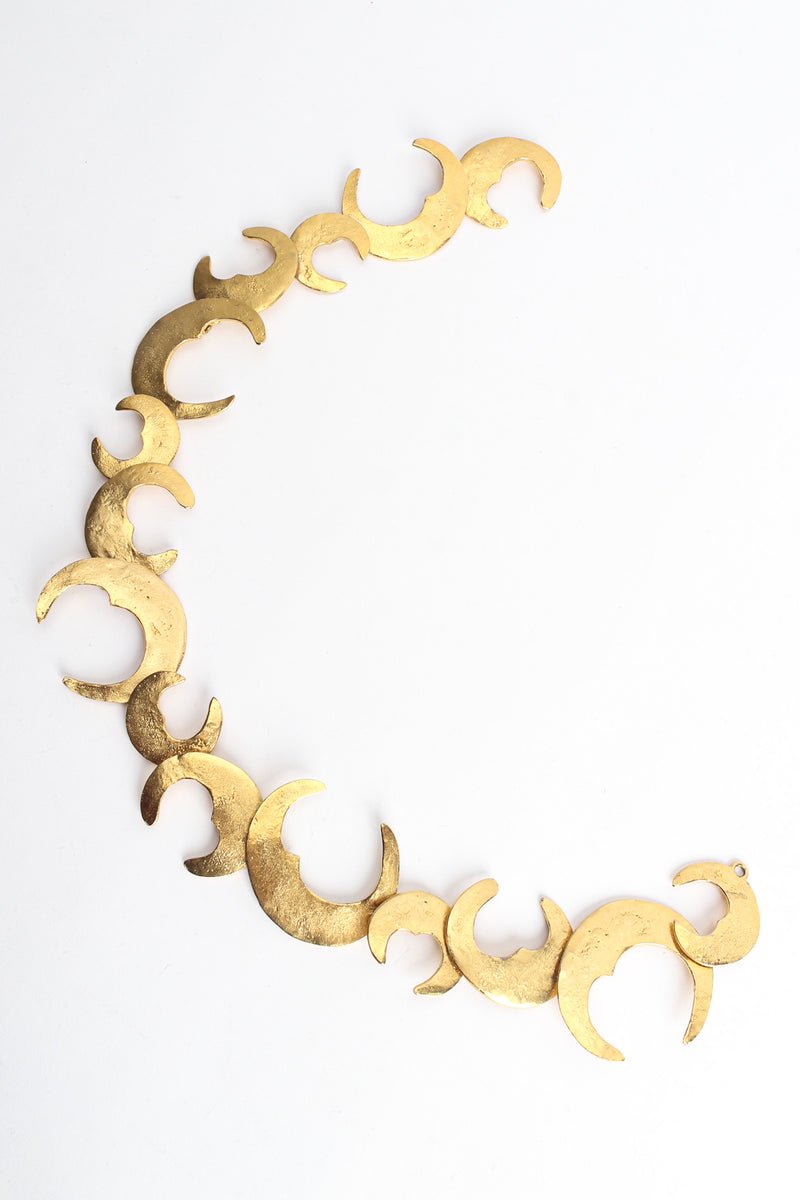 Vintage Les Bernard Crescent Moon Link Collar Necklace front extended @ Recess LA