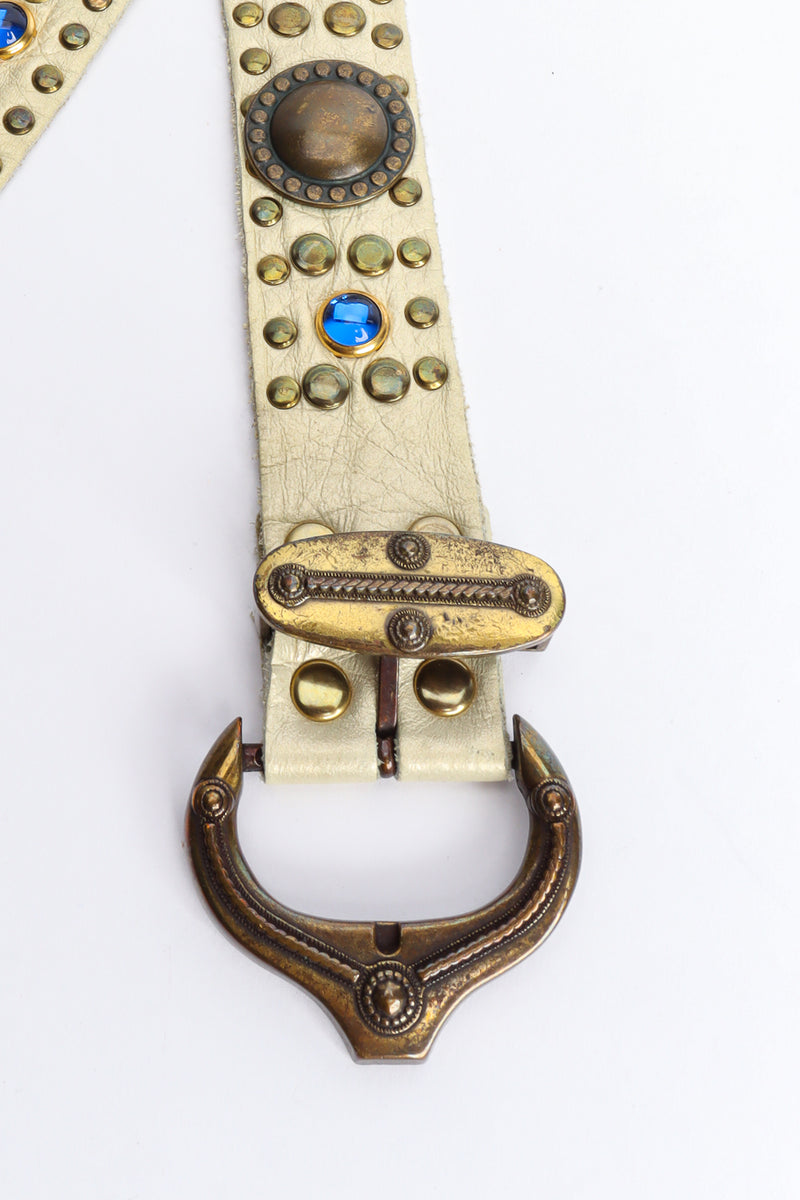 leather belt with multicolored gems by Usmeco buckle @recessla