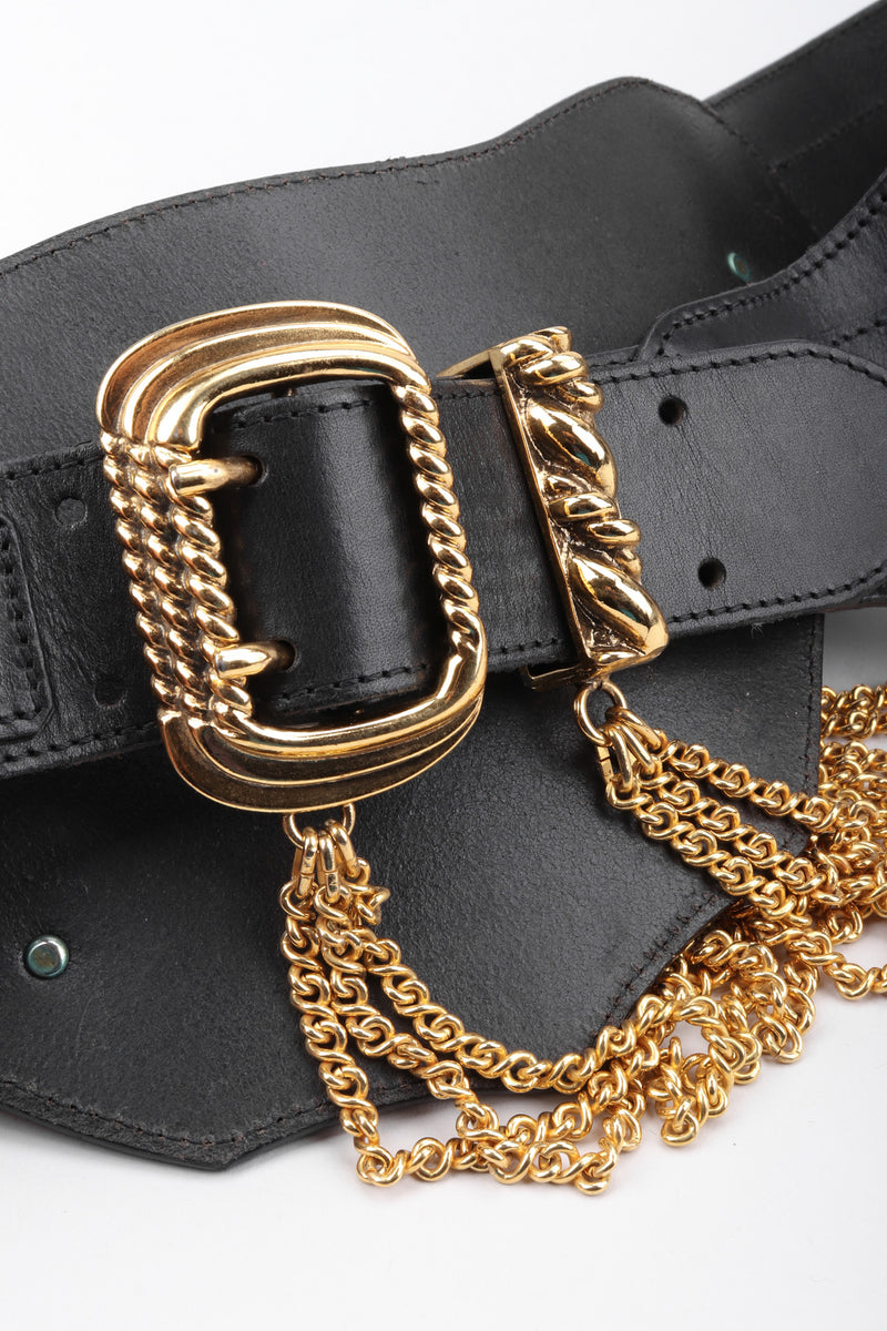 Banash - Faux Leather Belt With Chain