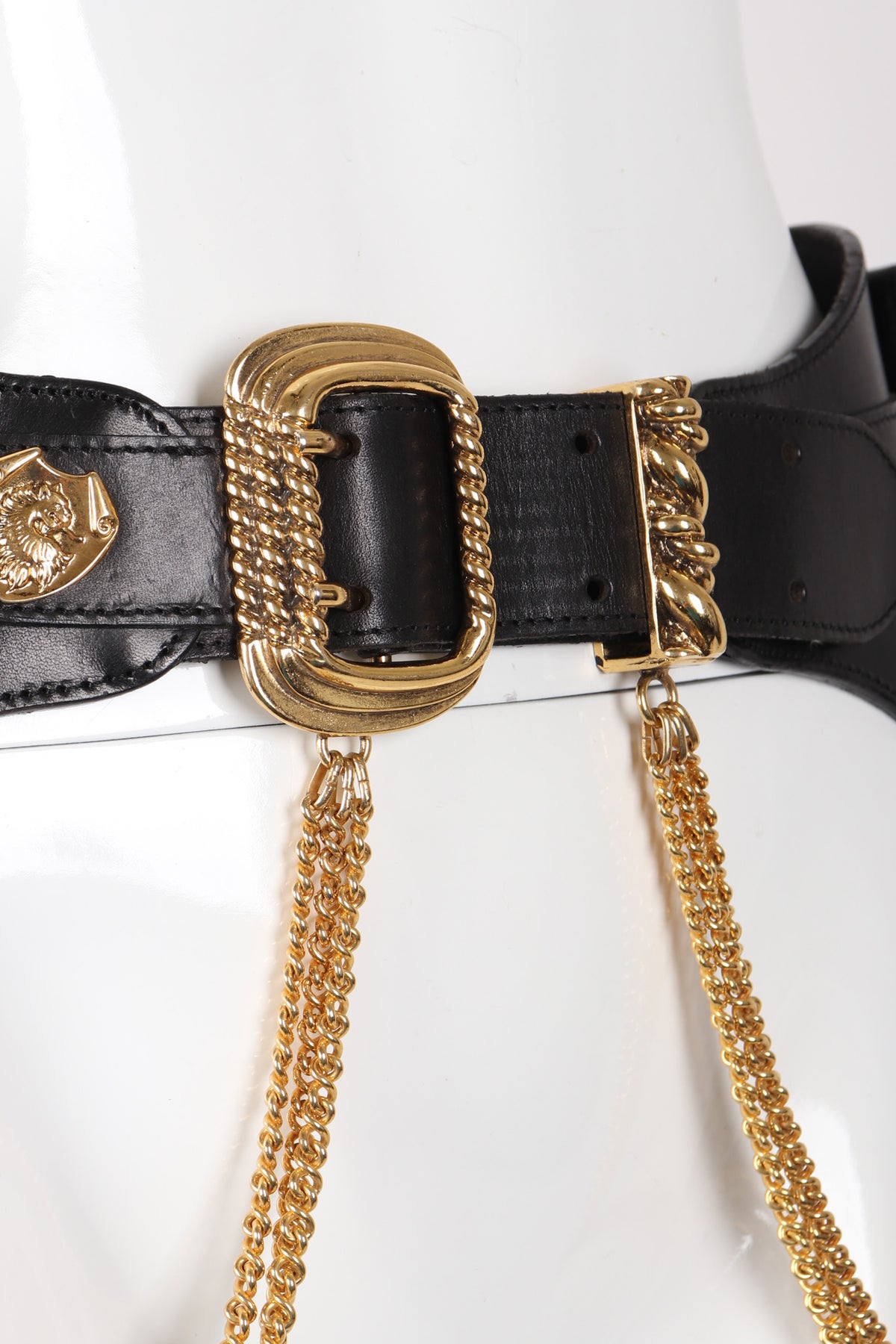 Ugo Correani Navy and Gold Leather Belt-‎ OS Vintage Ugo Correani Royal Blue Italian Leather Wide Belt  main image 3