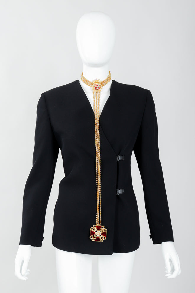 Vintage Ugo Correani Maltese Crest Lead Choker Chain Brooch on Mannequin at Recess