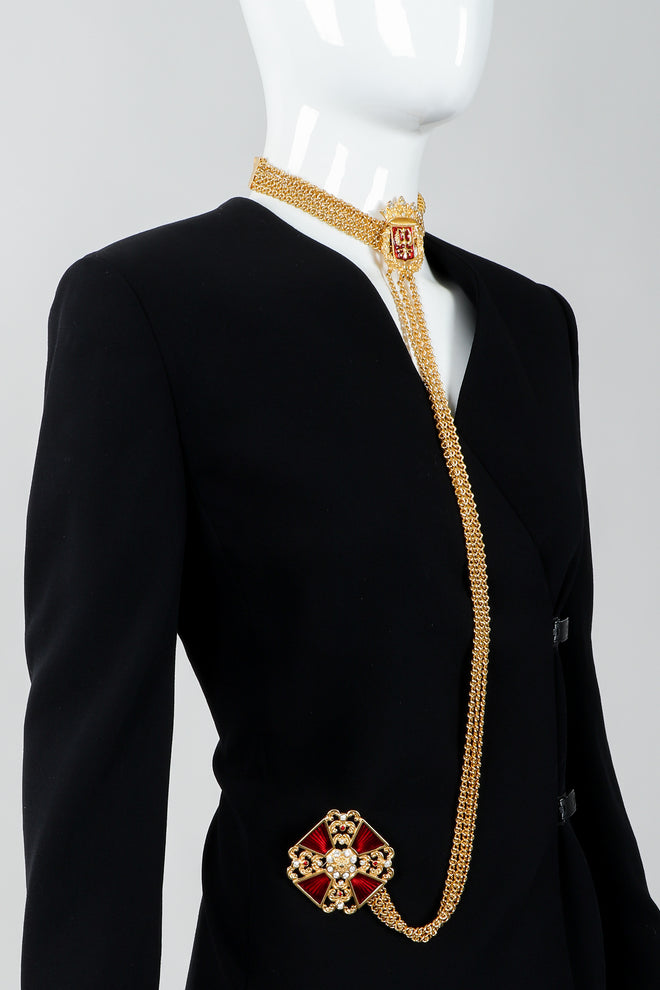 Vintage Ugo Correani Maltese Crest Lead Choker Chain Brooch on Mannequin at Recess