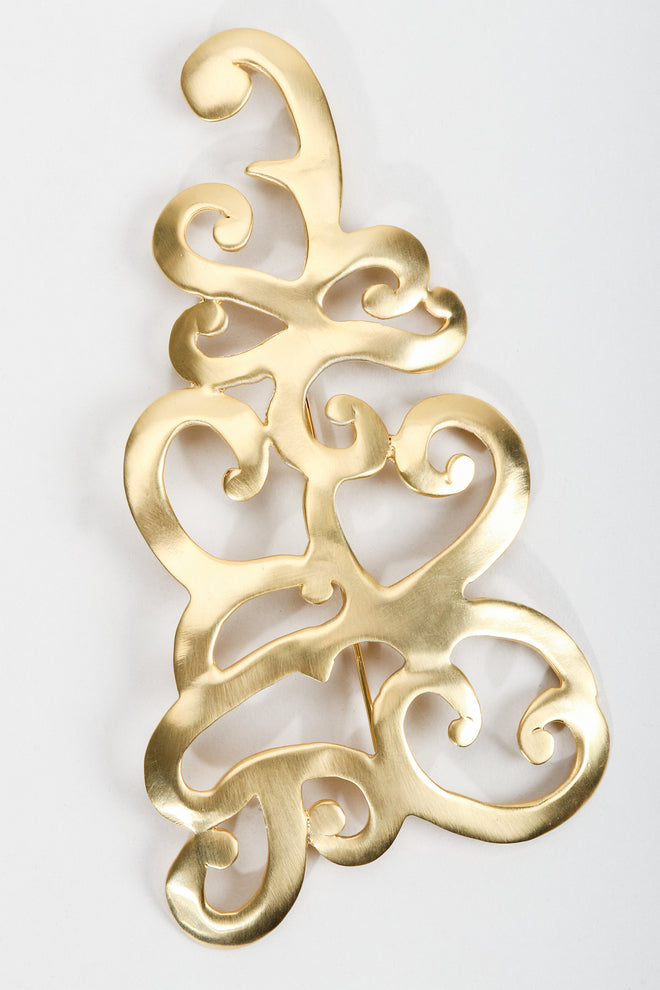 Vintage Ugo Correani Baroque Matte Swirl Brooch at Recess Los Angeles