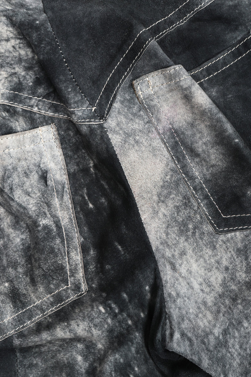 Recess Los Angeles Vintage Miura Ultimo Tie-Dye Suede Jacket Pants Set Metal Snap Buttons Grey