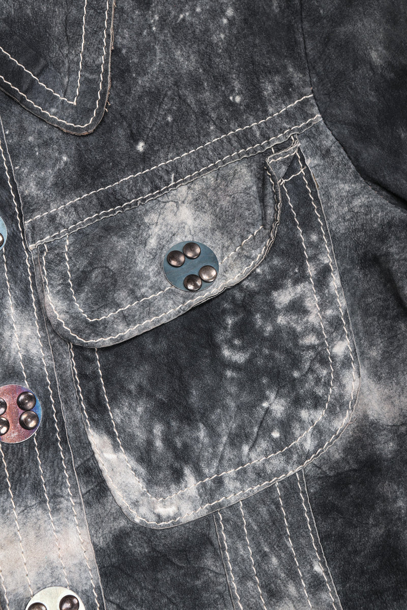 Recess Los Angeles Vintage Miura Ultimo Tie-Dye Suede Jacket Pants Set Metal Snap Buttons Grey