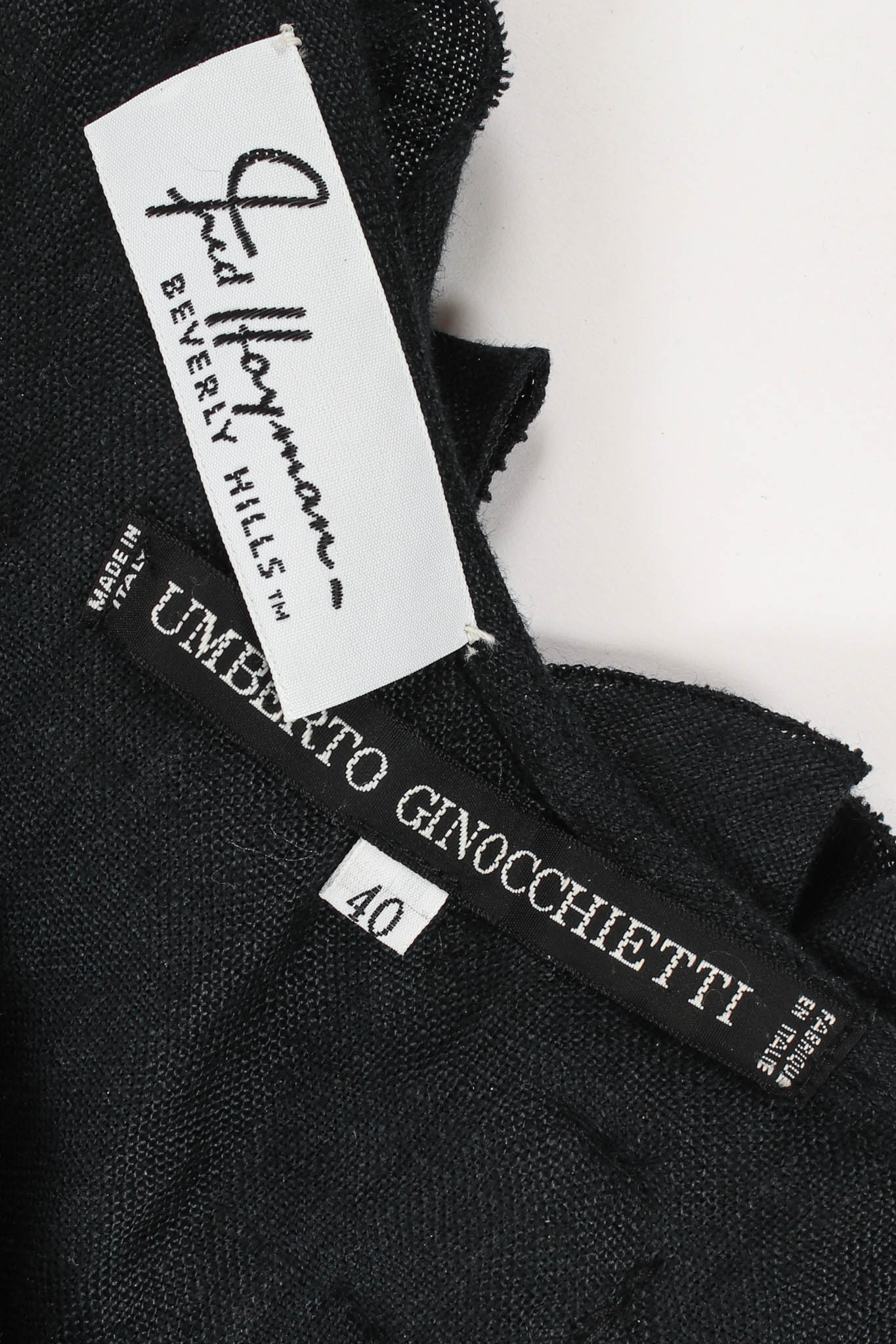 Vintage Umberto Ginocchietti Linen Floral Shoulder Dress tags @ Recess Los Angeles
