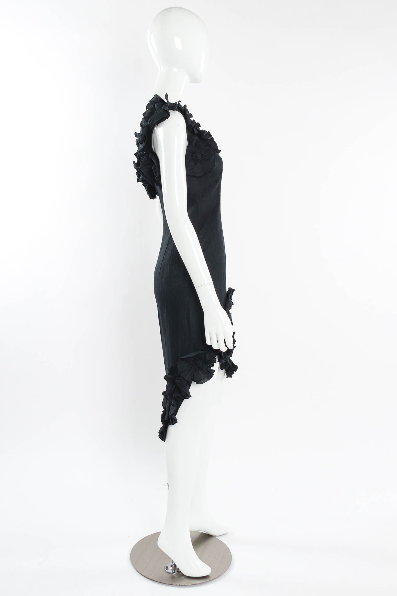 Vintage Umberto Ginocchietti Linen Floral Shoulder Dress mannequin side @ Recess Los Angeles