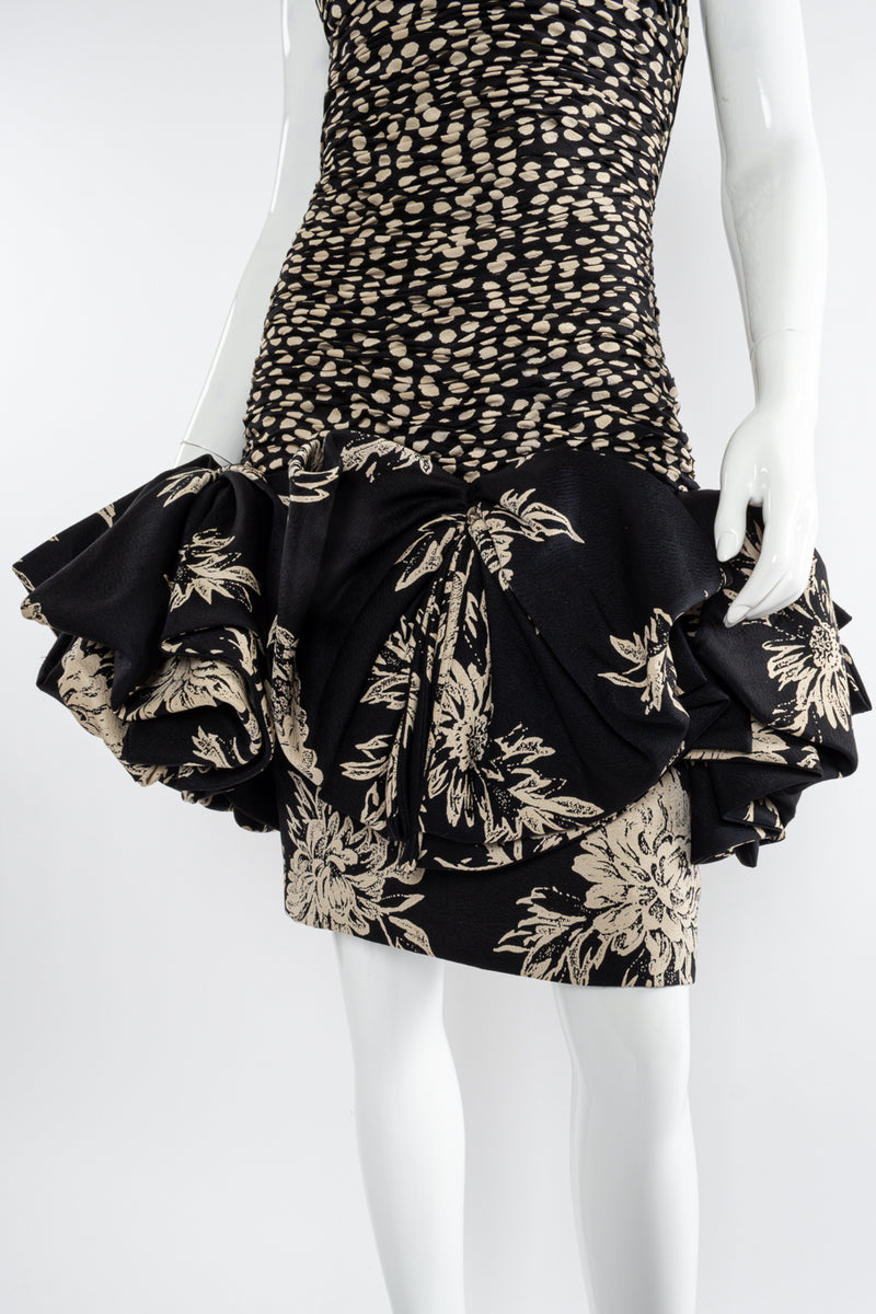 Ruched silk dress by Emanuel Ungaro flounce close @recessla