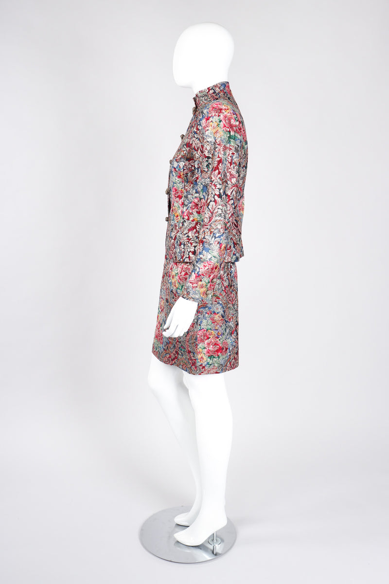 Recess Los Angeles Vintage Emanuel Ungaro Parallèle Metallic Floral Brocade Mandarin Jacket & Skirt Set