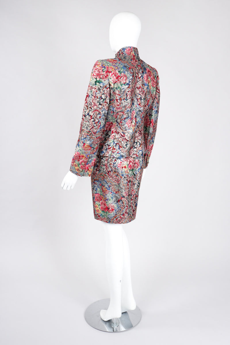 Recess Los Angeles Vintage Emanuel Ungaro Parallèle Metallic Floral Brocade Mandarin Jacket & Skirt Set