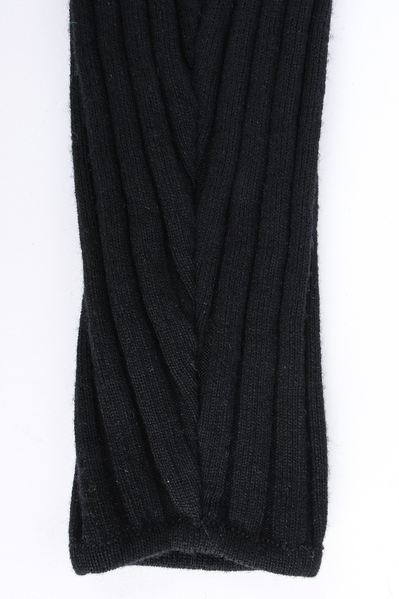 Vintage Emanuel Ungaro Ribbed Knit Taffeta Ruffle Dress ribbed sleeve close @ Recess LA