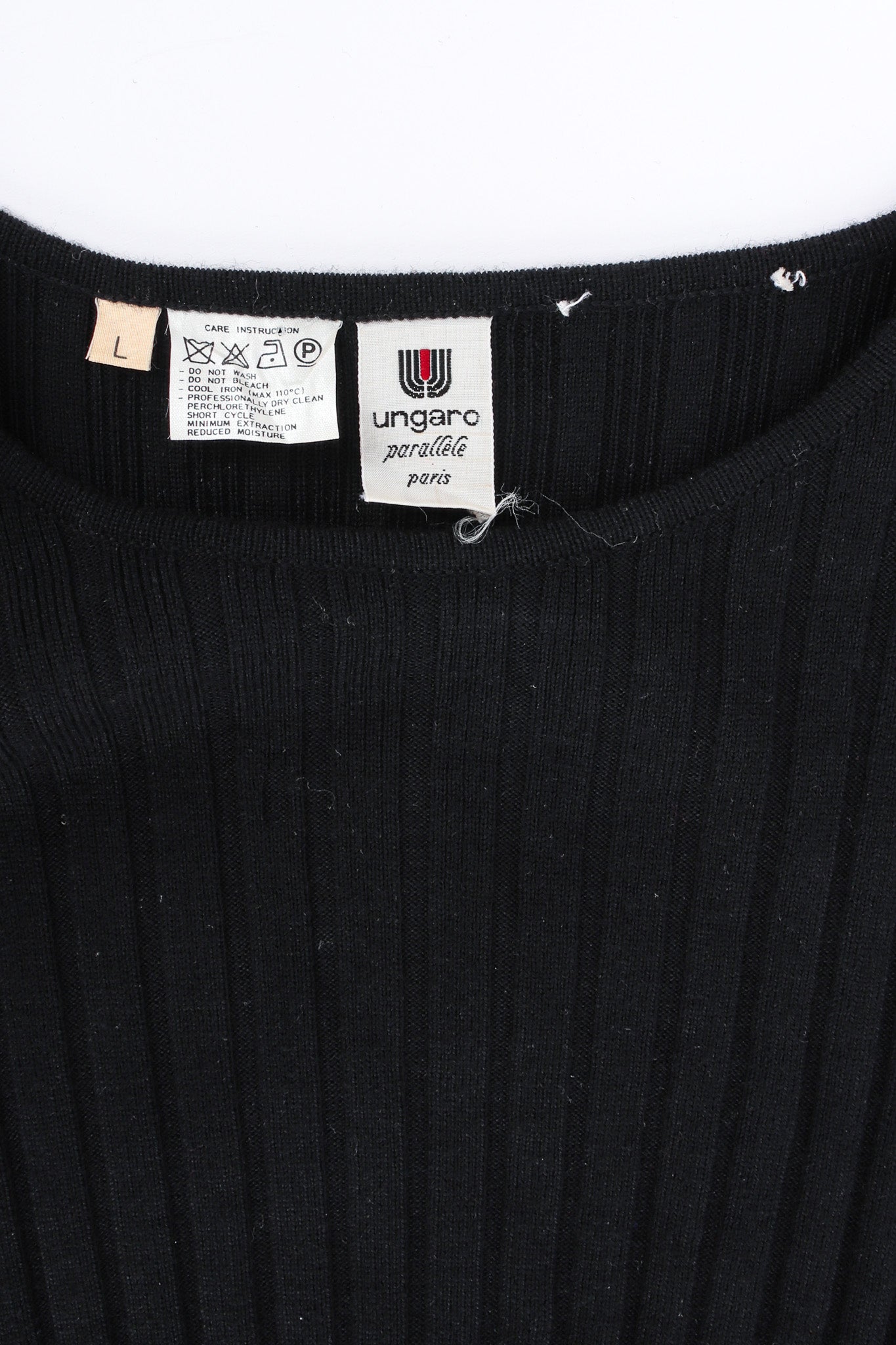 Vintage Emanuel Ungaro Ribbed Knit Taffeta Ruffle Dress label @ Recess LA